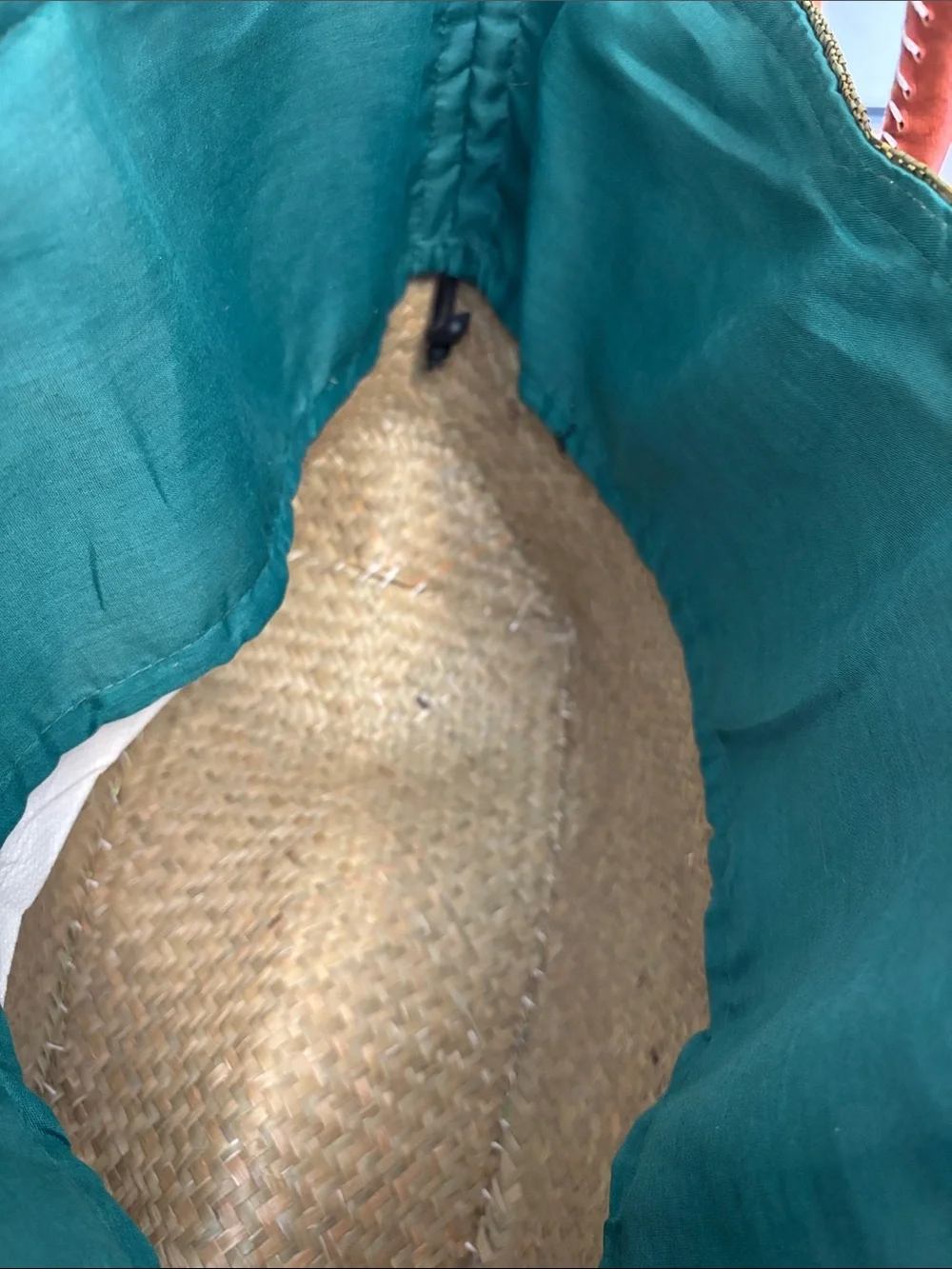 Two-Tone Straw Beach Tote in Green